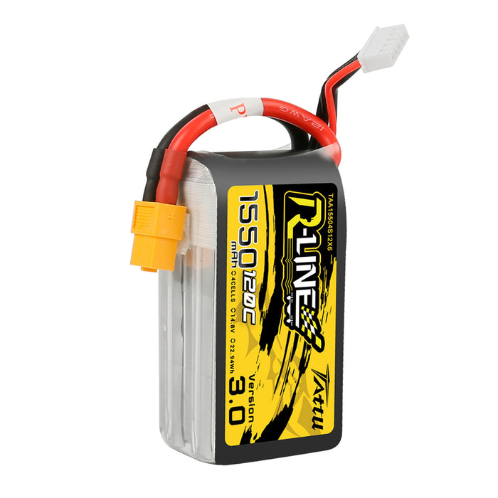 Tattu R-Line Version 3.0 1550mAh 14.8V 120C 4S1P Lipo Battery Pack with XT60 Plug