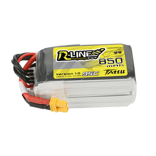 Tattu R-Line 850mAh 14.8V 95C 4S1P Lipo Battery Pack with XT30 Plug