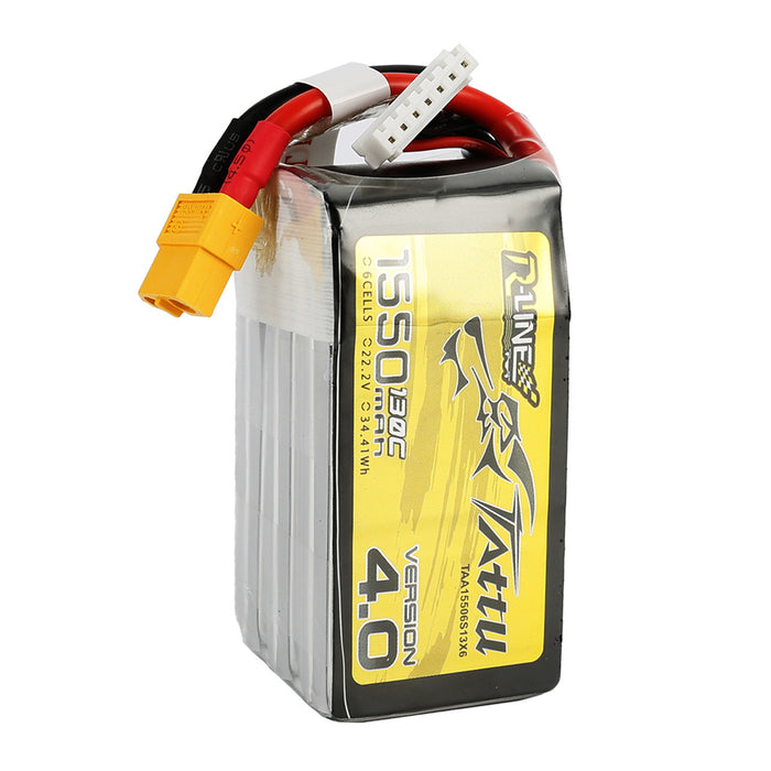 Tattu R-Line Version 4.0 1550mAh 22.2V 130C 6S1P Lipo Battery Pack With XT60 Plug