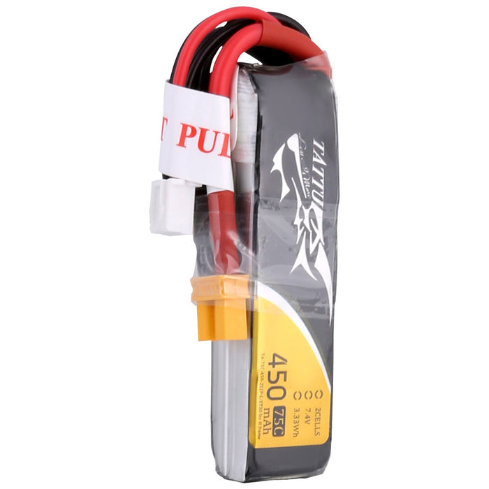 Tattu 450mAh 2S 75C 7.4V Lipo Battery Pack With XT30 Plug - Long Size For H Frame