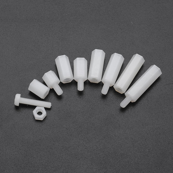 Suleve™ M3NH6 Nylon Screw White/Black Hex Screw Nut PCB Standoff Spacer Assortment Kit