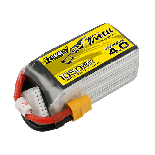 Tattu R-Line Version 4.0 1050mAh 22.2V 130C 6S1P Lipo Battery Pack With XT60 Plug