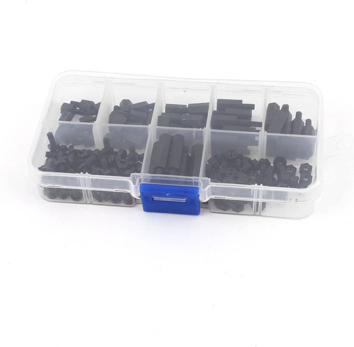 Suleve™ M3NH6 Nylon Screw White/Black Hex Screw Nut PCB Standoff Spacer Assortment Kit