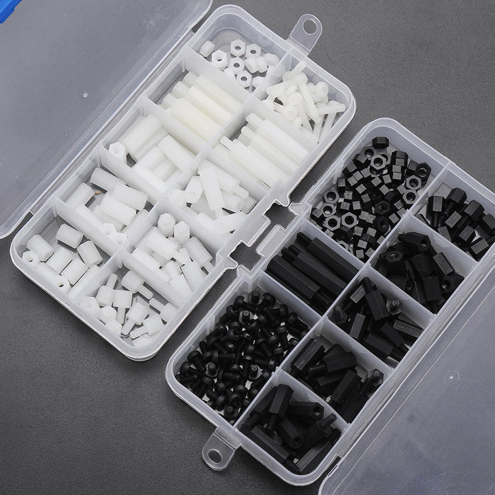 Suleve™ M3NH6 Nylon Screw White/Black Hex Screw Nut PCB Standoff Spacer Assortment Kit