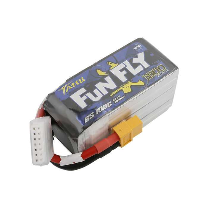 Tattu FunFly 1300mAh 100C 22.2V 6S1P Lipo Battery Pack With XT60 Plug