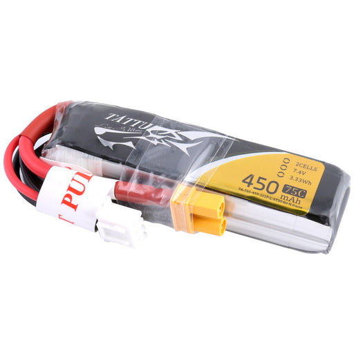 Tattu 450mAh 2S 75C 7.4V Lipo Battery Pack With XT30 Plug - Long Size For H Frame