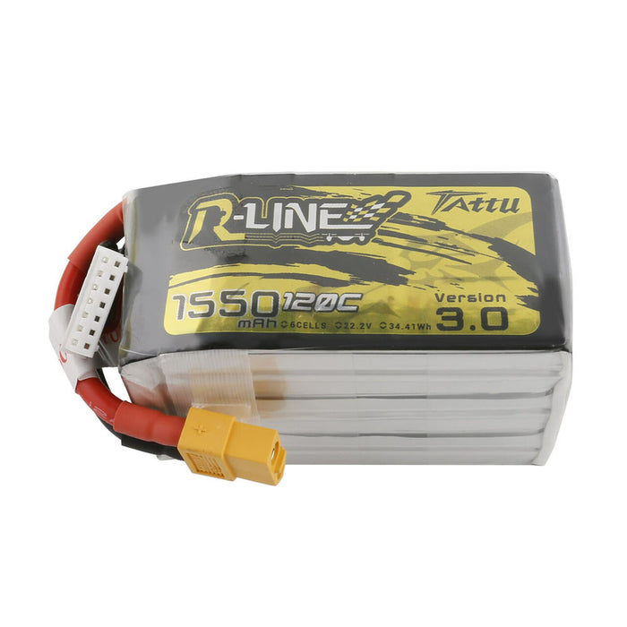 Tattu R-Line Version 3.0 1550mAh 22.2V 120C 6S1P Lipo Battery Pack With XT60 Plug