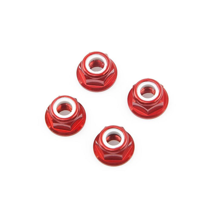 M5 Red Aluminum Flange Lock Nut (set of 4)